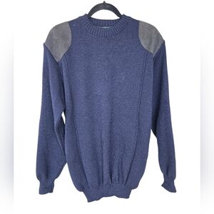 Commando Style New Wool Sweater Wooley Back Size M Suede Leather Patches England